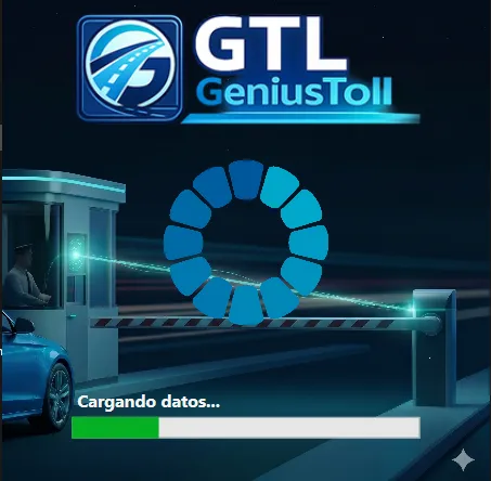 Pantalla de carga de GeniusToll (GTL), módulo de operación de vía de Genius Toll Suite